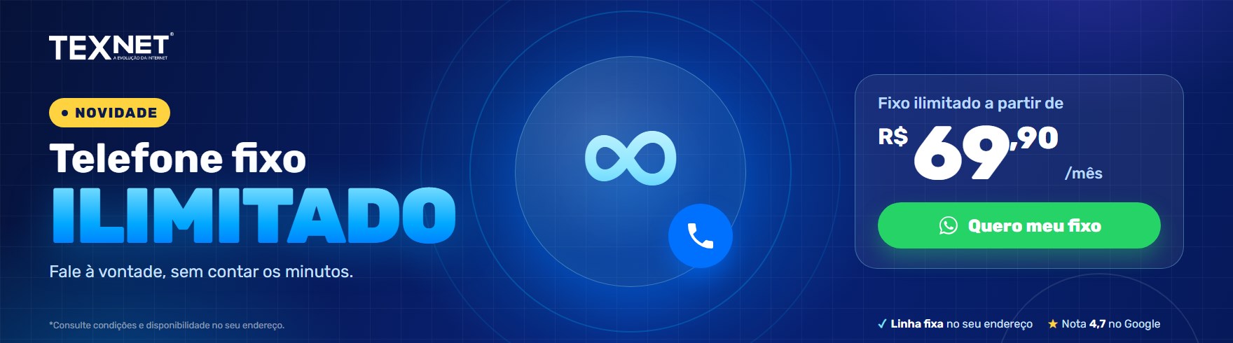 Telefone fixo ilimitado a partir de R$ 69,90 por mês